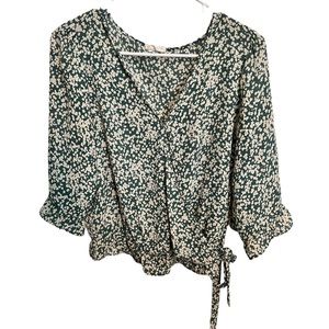 Green and Beige Floral Blouse